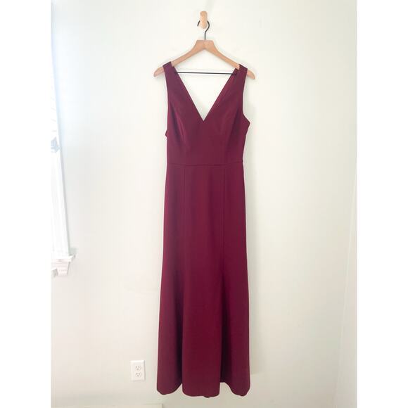 Bella Bridesmaids Maxi Dress Size 12 Regular Red Cabernet Crepe BB116 Wedding - Picture 2 of 14